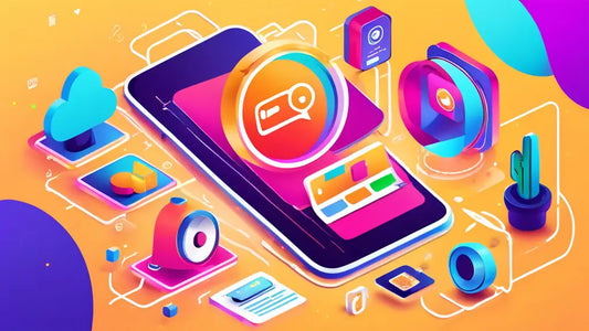 Colorful digital illustration of a smartphone surrounded by social media icons, symbolizing strategies for gaining Instagram followers quickly.