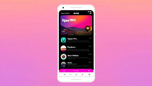 A smartphone displaying Spotify's playlist suggestions, set against a gradient background, highlighting tips to enhance your music streaming experience.